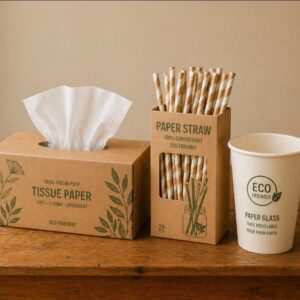 Tissue Paper, Paper Straw, Disposal Cup